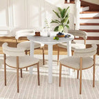 Table de salle à manger ronde 35 avec placage texturé marbre