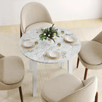Table de salle à manger ronde 35 avec placage texturé marbre