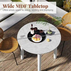 Table de salle à manger ronde 35 avec placage texturé marbre