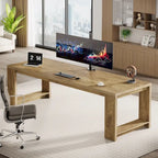 Bureau pour 2 personnes, bureau extra long de 218 cm, poste de travail double avec bureau d'ordinateur
