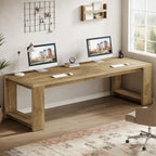 Bureau pour 2 personnes, bureau extra long de 218 cm, poste de travail double avec bureau d'ordinateur