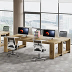 Bureau pour 2 personnes, bureau extra long de 218 cm, poste de travail double avec bureau d'ordinateur