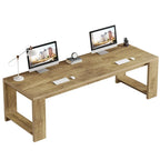 Bureau pour 2 personnes, bureau extra long de 218 cm, poste de travail double avec bureau d'ordinateur