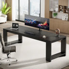 Bureau pour 2 personnes, bureau extra long de 218 cm, poste de travail double avec bureau d'ordinateur