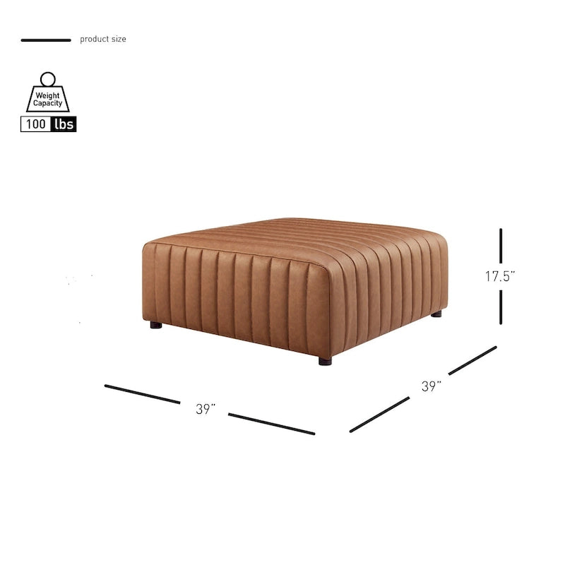 Table basse/Ottoman carrée en similicuir