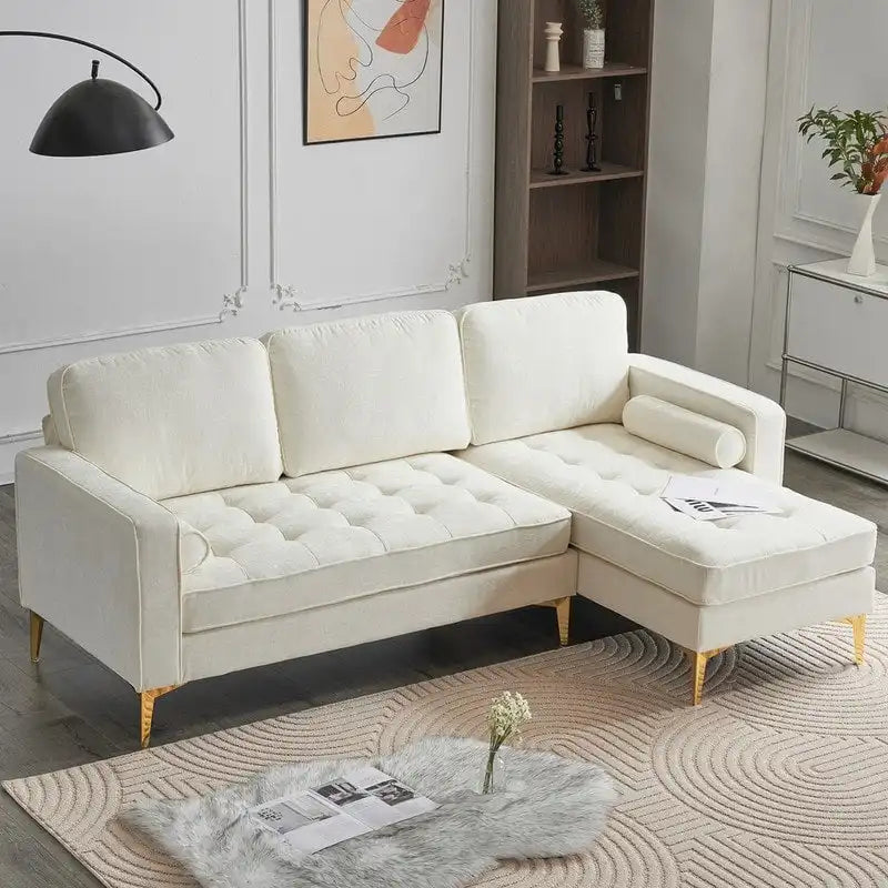 Canapé modulable d'intérieur à 3 places avec pieds trépied dorés