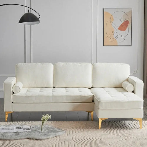 Canapé modulable d'intérieur à 3 places avec pieds trépied dorés
