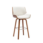 Tabouret de comptoir pivotant, en similicuir, pieds en bois avec repose-pieds