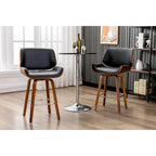 Tabouret de comptoir pivotant, en similicuir, pieds en bois avec repose-pieds