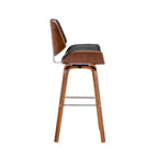 Tabouret de comptoir pivotant, en similicuir, pieds en bois avec repose-pieds