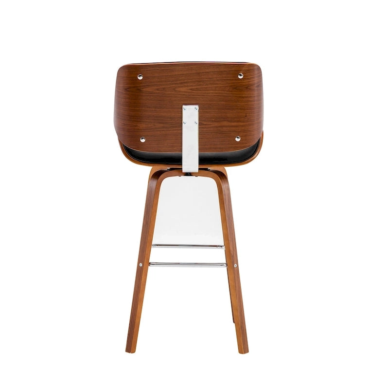 Tabouret de comptoir pivotant, en similicuir, pieds en bois avec repose-pieds