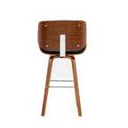 Tabouret de comptoir pivotant, en similicuir, pieds en bois avec repose-pieds