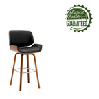 Tabouret de comptoir pivotant, en similicuir, pieds en bois avec repose-pieds