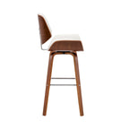 Tabouret de comptoir pivotant, en similicuir, pieds en bois avec repose-pieds