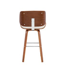 Tabouret de comptoir pivotant, en similicuir, pieds en bois avec repose-pieds