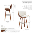 Tabouret de comptoir pivotant, en similicuir, pieds en bois avec repose-pieds