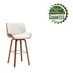 Tabouret de comptoir pivotant, en similicuir, pieds en bois avec repose-pieds