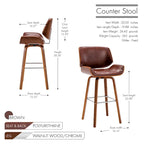 Tabouret de comptoir pivotant, en similicuir, pieds en bois avec repose-pieds