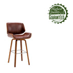 Tabouret de comptoir pivotant, en similicuir, pieds en bois avec repose-pieds