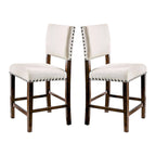 Ensemble de 2 chaises de salle à manger marron, cerisier et ivoire avec clous décoratifs