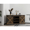 Meuble TV d'angle de 66 pouces, style ferme, pour téléviseurs jusqu'à 80 pouces, aucun assemblage requis, finition bois de grange