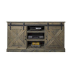 Meuble TV d'angle de 66 pouces, style ferme, pour téléviseurs jusqu'à 80 pouces, aucun assemblage requis, finition bois de grange