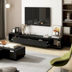 Meuble TV extensible de style moderne avec 3 tiroirs Blanc/Noir 65.4-106.3