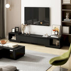 Meuble TV extensible de style moderne avec 3 tiroirs Blanc/Noir 65.4-106.3