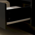 Meuble TV extensible de style moderne avec 3 tiroirs Blanc/Noir 65.4-106.3