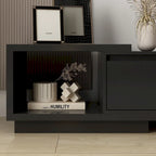Meuble TV extensible de style moderne avec 3 tiroirs Blanc/Noir 65.4-106.3