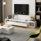 Meuble TV extensible de style moderne avec 3 tiroirs Blanc/Noir 65.4-106.3