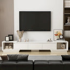 Meuble TV extensible de style moderne avec 3 tiroirs Blanc/Noir 65.4-106.3