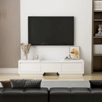 Meuble TV extensible de style moderne avec 3 tiroirs Blanc/Noir 65.4-106.3