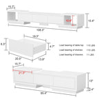 Meuble TV extensible de style moderne avec 3 tiroirs Blanc/Noir 65.4-106.3