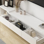 Meuble TV extensible de style moderne avec 3 tiroirs Blanc/Noir 65.4-106.3