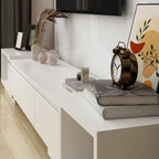 Meuble TV extensible de style moderne avec 3 tiroirs Blanc/Noir 65.4-106.3