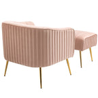 Fauteuil d'appoint moderne en velours avec pouf et accoudoirs ronds