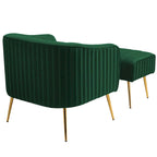Fauteuil d'appoint moderne en velours avec pouf et accoudoirs ronds