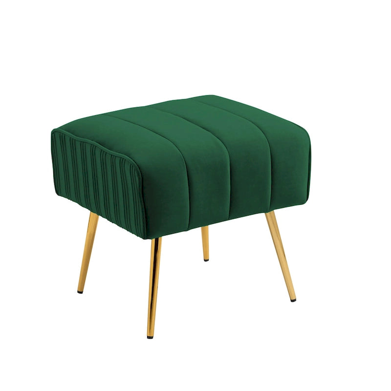 Fauteuil d'appoint moderne en velours avec pouf et accoudoirs ronds