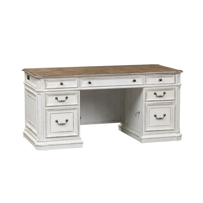 Bureau écorce patinée blanc antique Estate