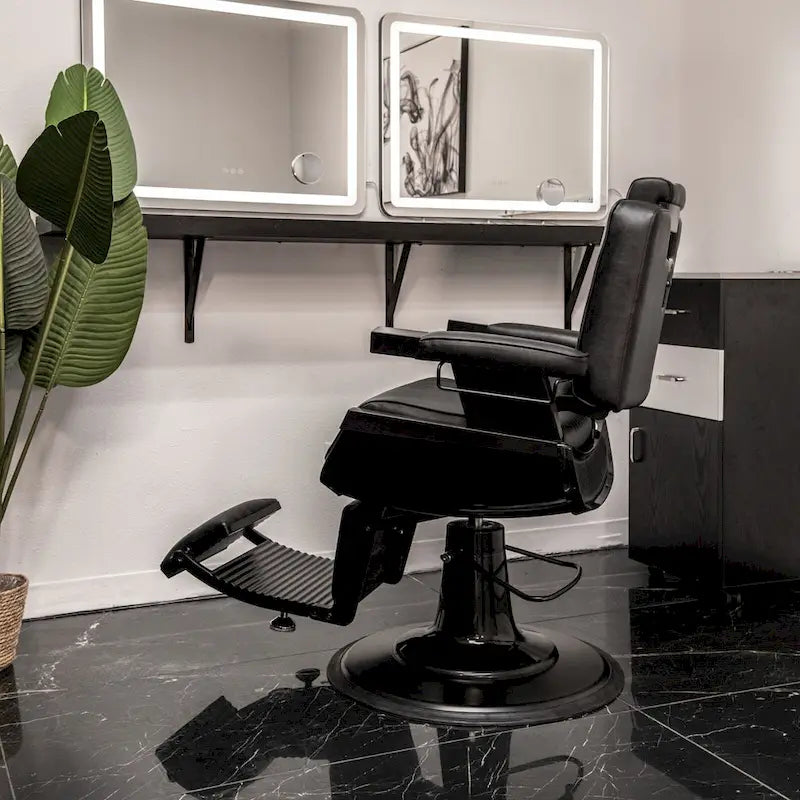 Fauteuil de Barbier Robuste Inclinable, Noir