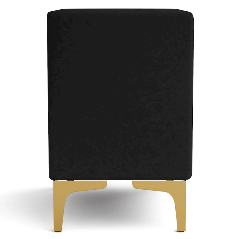 Table de chevet à deux tiroirs recouverte de tissu