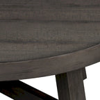 Table Basse Ronde à Pieds Évasés Vieillie Charbon de Bois, Style Ferme Moderne