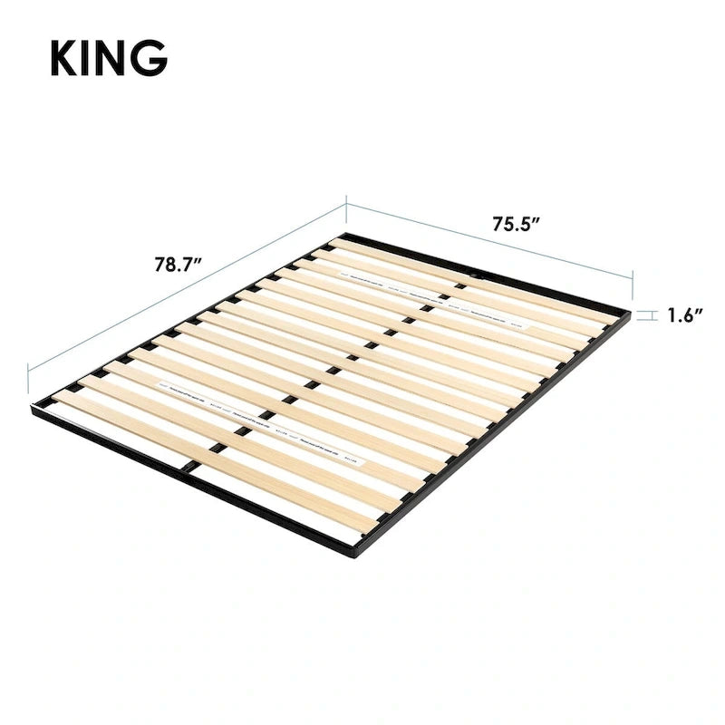 Panneau de lit métallique de 1,6 pouce avec lattes en bois par