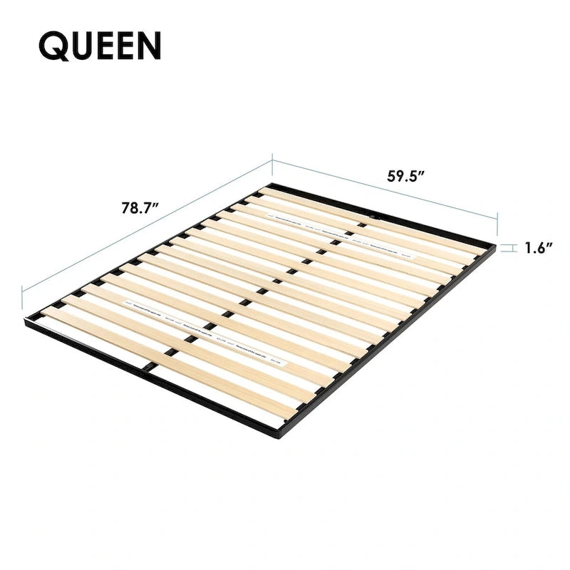 Panneau de lit métallique de 1,6 pouce avec lattes en bois par