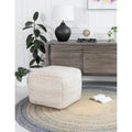 Pouffe ottoman carré marron de 55 cm – Repose-pieds artisanal pour salons, chambres, crèches et chambres d'enfants