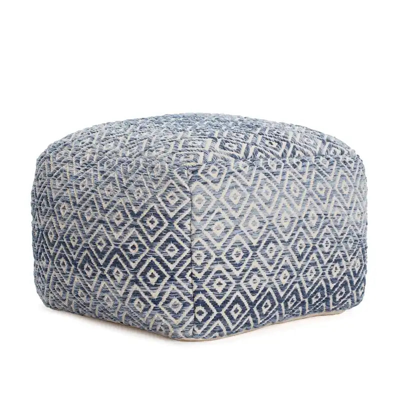 Pouffe ottoman carré marron de 55 cm – Repose-pieds artisanal pour salons, chambres, crèches et chambres d'enfants