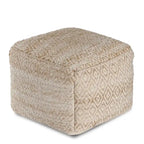 Pouffe ottoman carré marron de 55 cm – Repose-pieds artisanal pour salons, chambres, crèches et chambres d'enfants