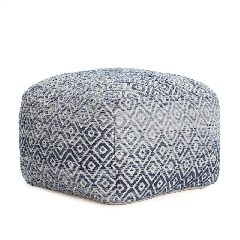 Pouffe ottoman carré marron de 55 cm – Repose-pieds artisanal pour salons, chambres, crèches et chambres d'enfants