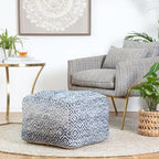 Pouffe ottoman carré marron de 55 cm – Repose-pieds artisanal pour salons, chambres, crèches et chambres d'enfants